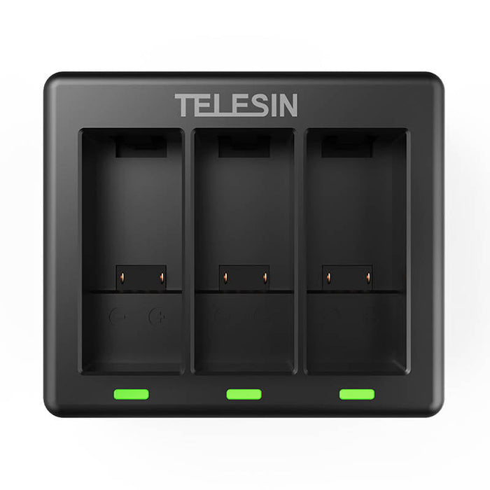 Telesin 3-slot charger + 2 batteries for GoPro Hero 12 / Hero 11 / Hero 10 / Hero 9 - For sports