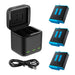 Telesin 3-slot charger Box + 3 batteries for GoPro Hero 12 / 11 / 10 / 9 - For sports cameras<<<Accessories<<<Photo