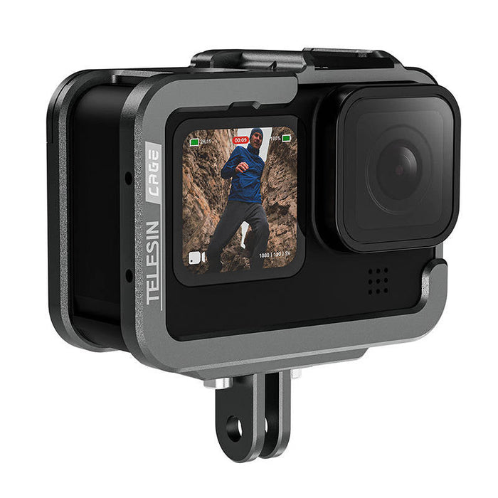 TELESIN Aluminum cage for GoPro Hero 12/11/10/9 +vertical adapter - For sports cameras<<<Accessories<<<Photo