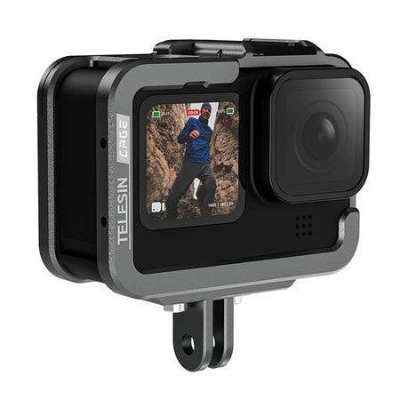 TELESIN Aluminum cage for GoPro Hero 12/11/10/9 +vertical adapter - For sports cameras<<<Accessories<<<Photo