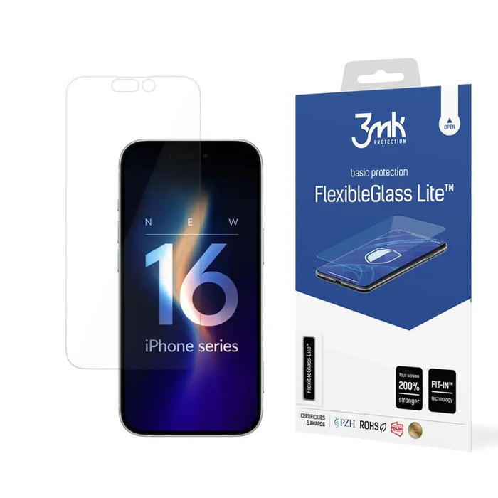Tempered glass 3mk FlexibleGlass Lite for iPhone 16 Plus - Cell phone tempered glass<<<HurtelXML