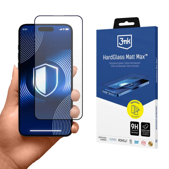 Tempered glass 3mk HardGlass Matt Max for iPhone 15 - Cell phone tempered glass<<<HurtelXML