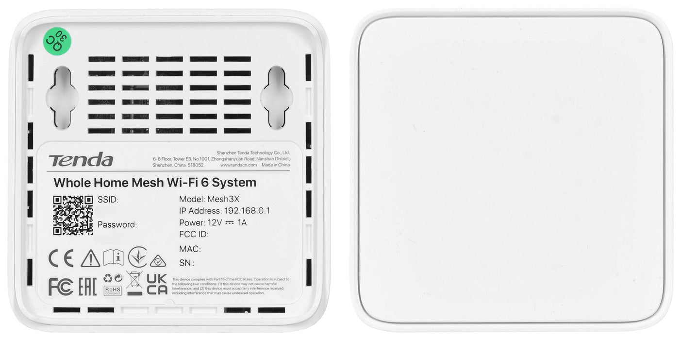 Tenda EX3-3 mesh wi-fi system Dual-band (2.4 GHz / 5 GHz) Wi-Fi 6 (802.11ax) White 1 Internal