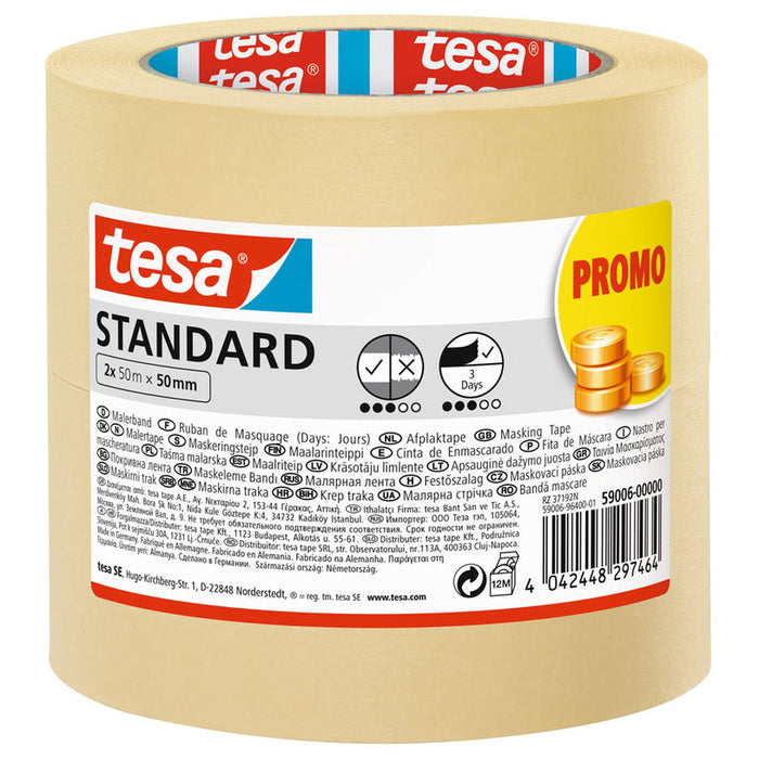 PAPER TAPE STANDARD 50 M/50 MM 2 PCS TESA
