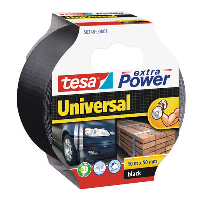 REINFORCED HOBBY TAPE 10M/50MM BLACK DUCT TAPE TESA