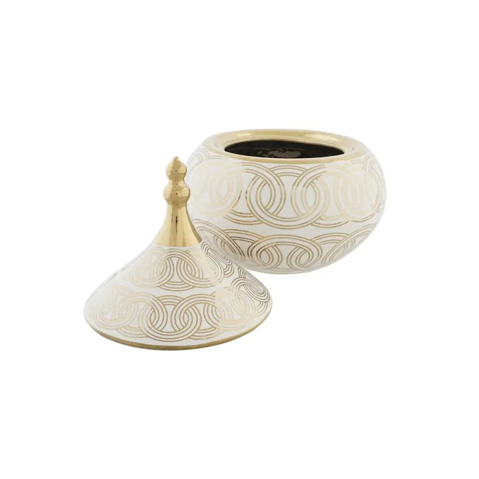 Tibor DKD Home Decor White Golden Porcelain Oriental Chromed 18 x 18 x 22 cm - Декорация и Осветление<<<Дом