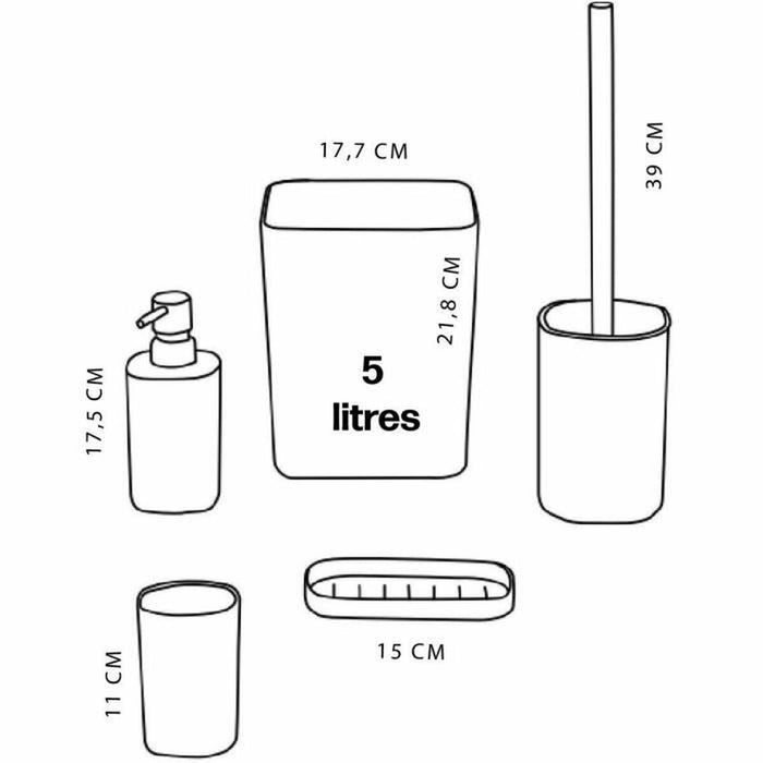 Bath Set TODAY HOY Black Plastic Modern (5 Units)