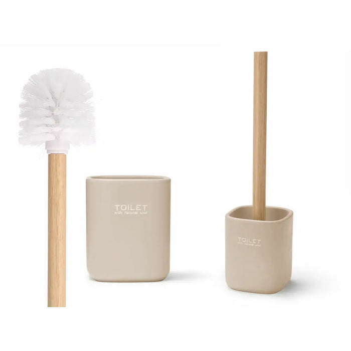 Toilet Brush Berilo White Beige Wood Polyresin 9,6 x 37 x 9,5 cm (6 Units) - Баня<<<Дом Градина<<<BigBuy&&&Аксесоари и