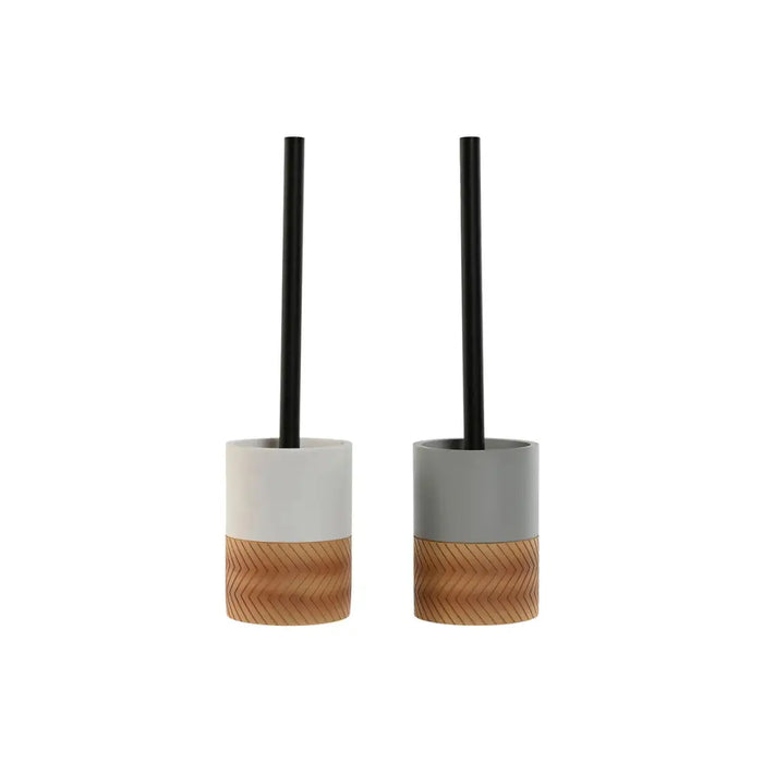 Toilet Brush Home ESPRIT White Grey Natural Resin 9,5 x 9,5 x 37 cm (2 Units) - Баня<<<Дом Градина<<<BigBuy&&&Аксесоари