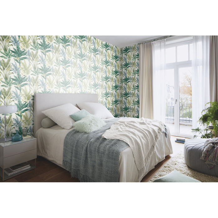WALLPAPER DUPLEX TONI BAD GREEN PALM LEAVES