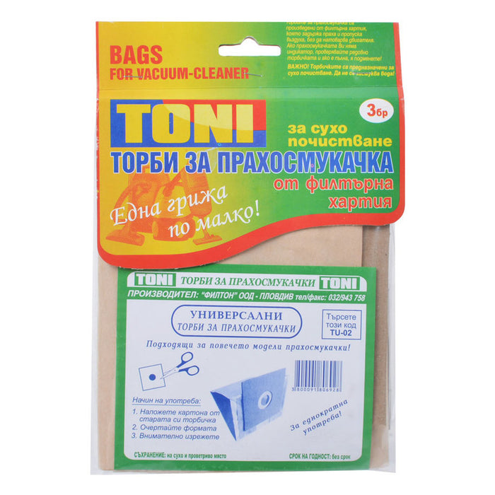 VACUUM CLEANER BAGS TONI BAG. FOR DUST. TONI TU2 3 PCS