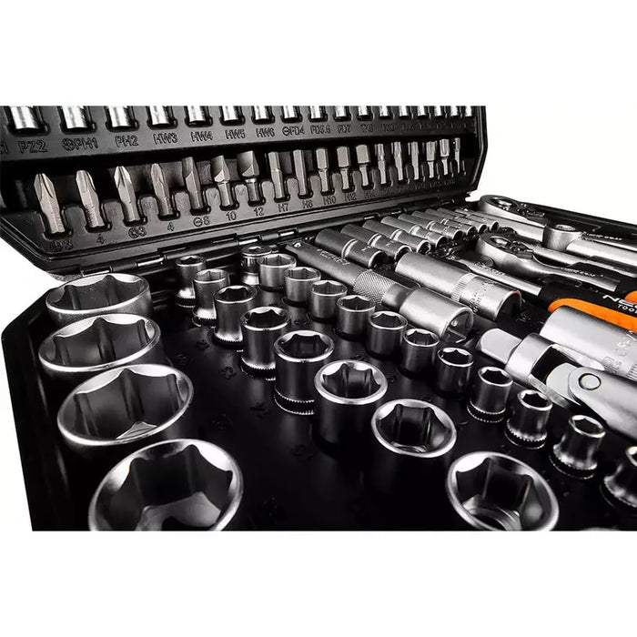 TOOL SET 110 PIECES 1/2’’ AND 1/4’’ NEO 10-211 - Комплекти вложки и тресчотки<<<Ръчни инструменти<<<Инструменти и