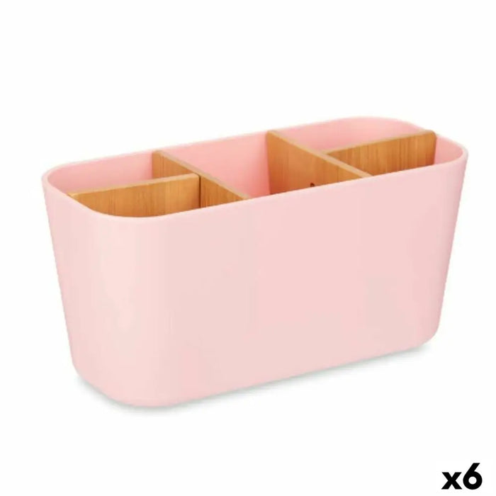 Toothbrush Holder Berilo Pink Bamboo polypropylene 21 x 10 x 9 cm (6 Units) - Баня<<<Дом Градина<<<BigBuy&&&Аксесоари и