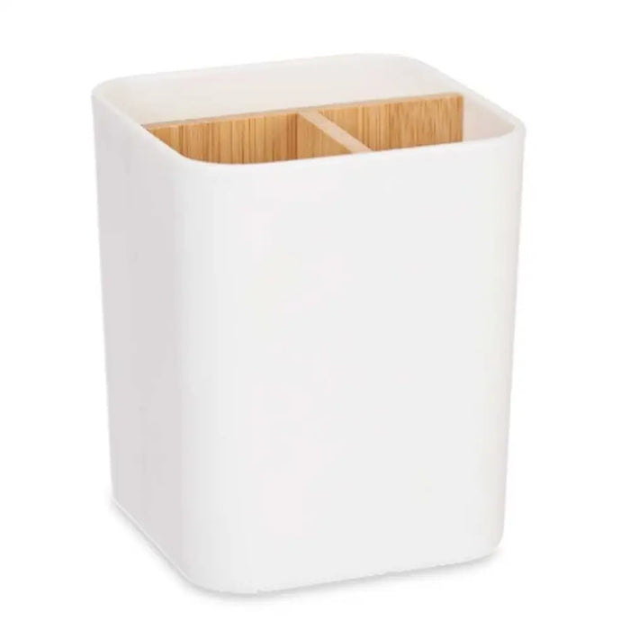 Toothbrush Holder Berilo White Bamboo polypropylene 9 x 11 x 9 cm (6 Units) - Баня<<<Дом Градина<<<BigBuy&&&Аксесоари и