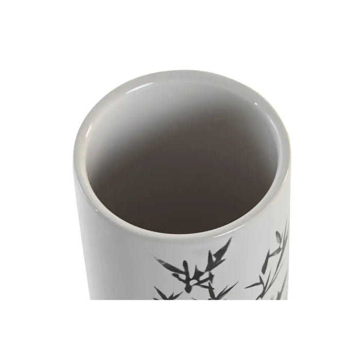 Toothbrush Holder DKD Home Decor White Black Rubber wood Stoneware 7,6 x 7,6 x 11 cm (12 Units) - Баня<<<Дом