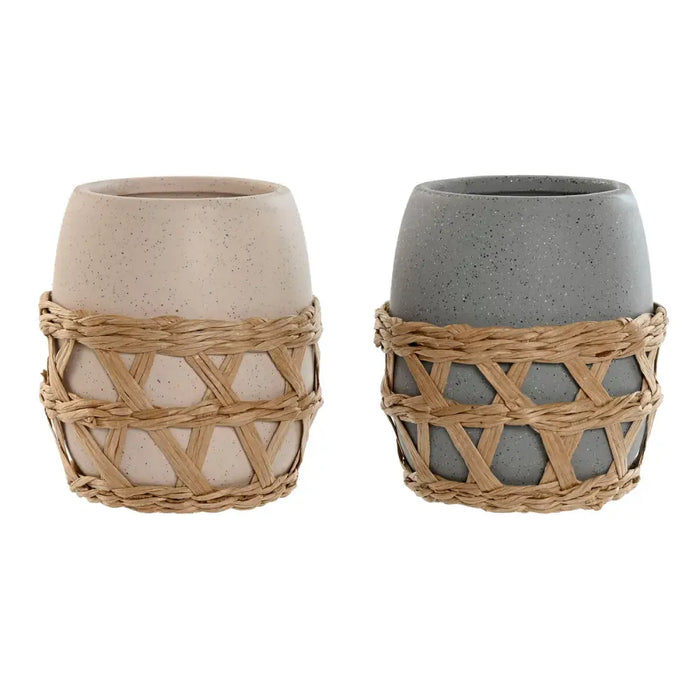 Toothbrush Holder Home ESPRIT Grey Cream Dolomite 9 x 9 x 10,5 cm (2 Units) - Баня<<<Дом Градина<<<BigBuy&&&Аксесоари и