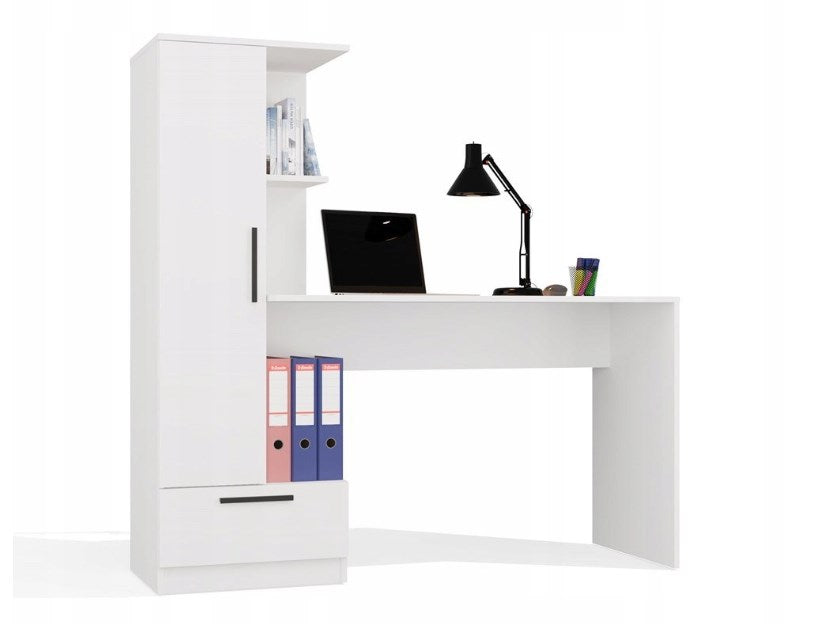 Cosmo Desk + Bookcase Set, White