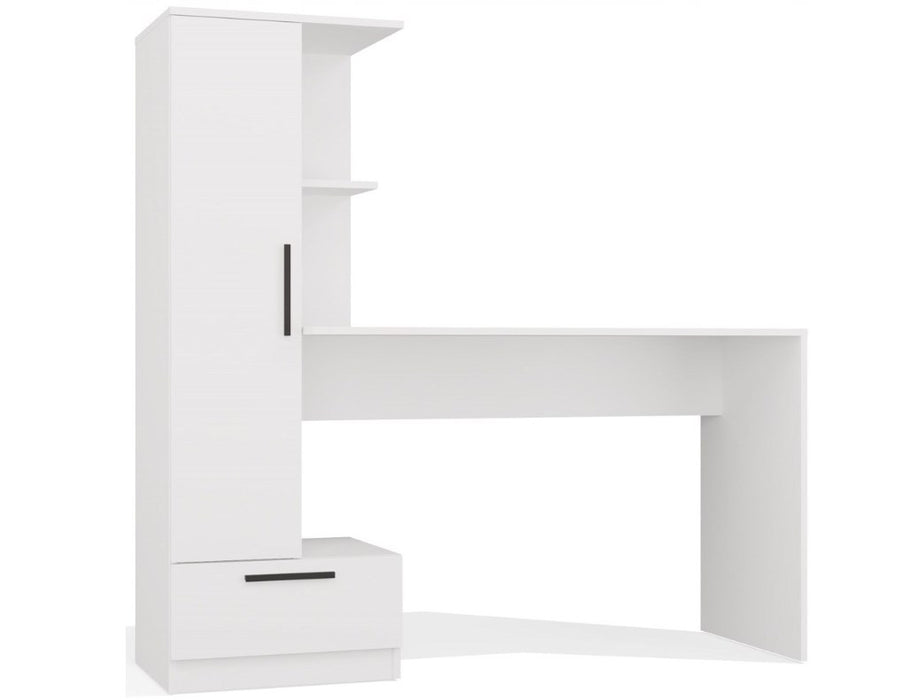 Cosmo Desk + Bookcase Set, White