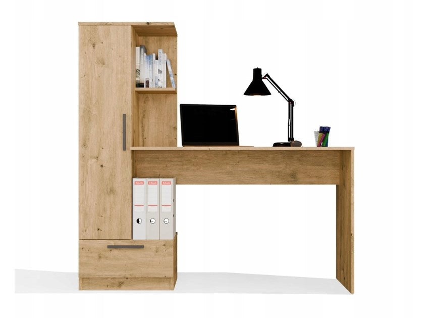 COSMO Oak Artisan Desk + Bookcase Set