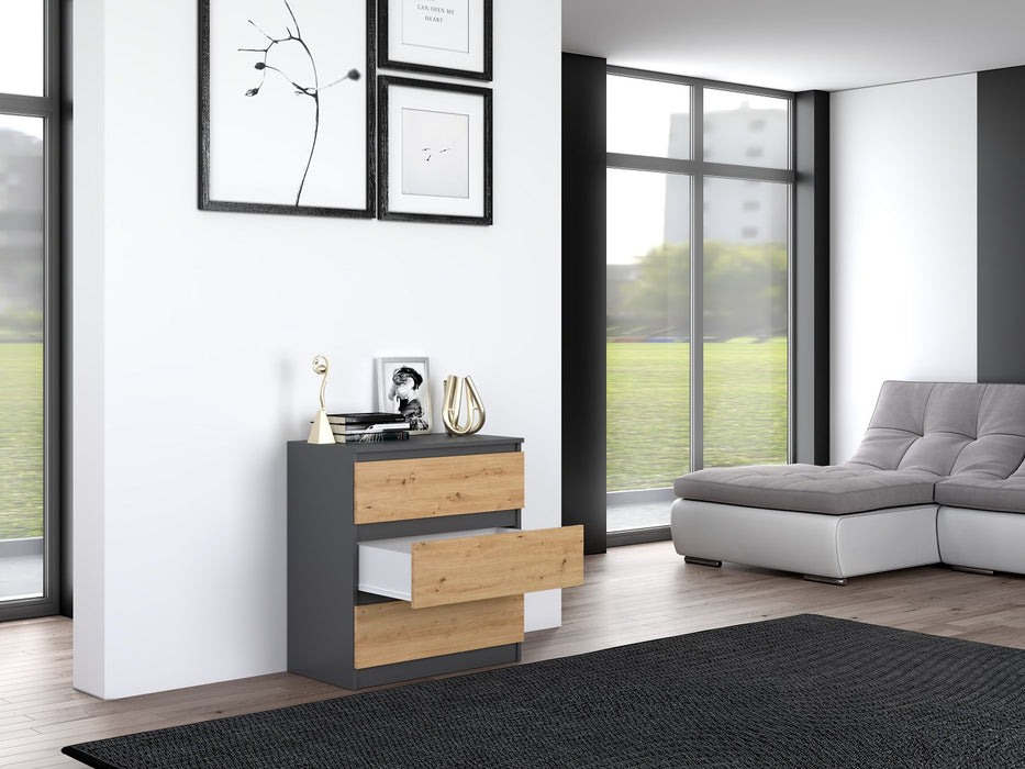 Topeshop M3 ANTRACYT/ARTISAN chest of drawers