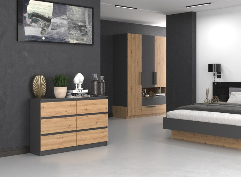 Topeshop M6 120 ANTRACYT/ART chest of drawers