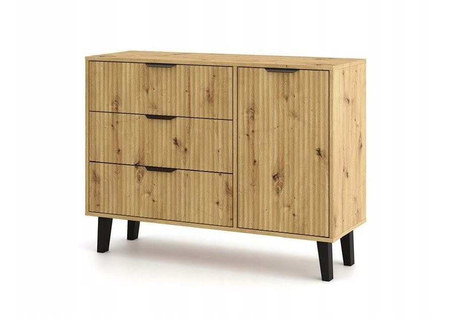 SCANDI 1D3S SLIM OAK ARTISAN CHEST OF DRAWERS