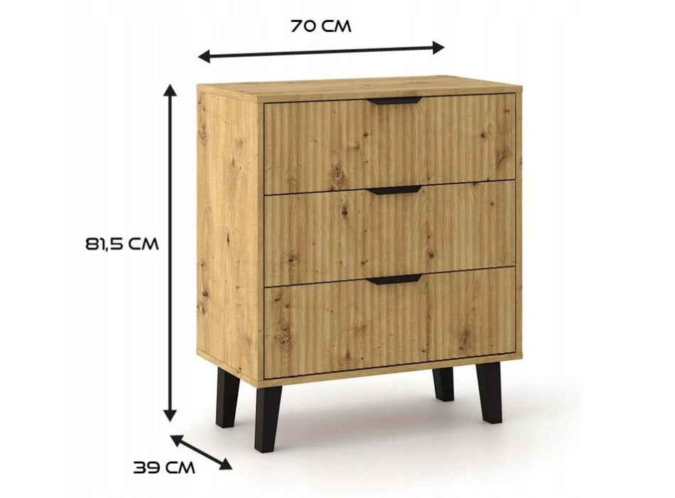 SCANDI 3S SLIM OAK ARTISAN CHEST OF DRAWERS