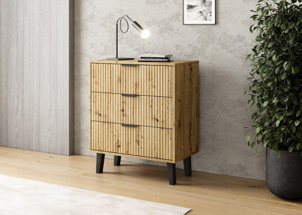 SCANDI 3S SLIM OAK ARTISAN CHEST OF DRAWERS