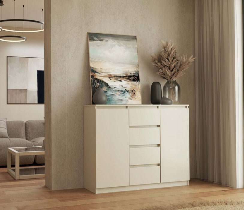 CHEST OF DRAWERS WITH 2 DOORS AND 4 DRAWERS, CASHMERE COLOUR