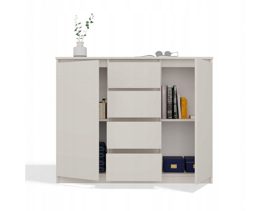 CHEST OF DRAWERS WITH 2 DOORS AND 4 DRAWERS, CASHMERE COLOUR