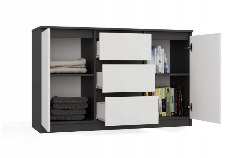 CHEST OF DRAWERS 2 DOORS 3 DRAWERS ANTHRACITE/WHITE