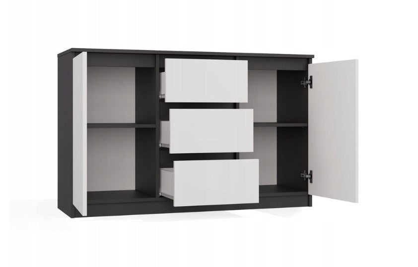 CHEST OF DRAWERS 2 DOORS 3 DRAWERS ANTHRACITE/WHITE