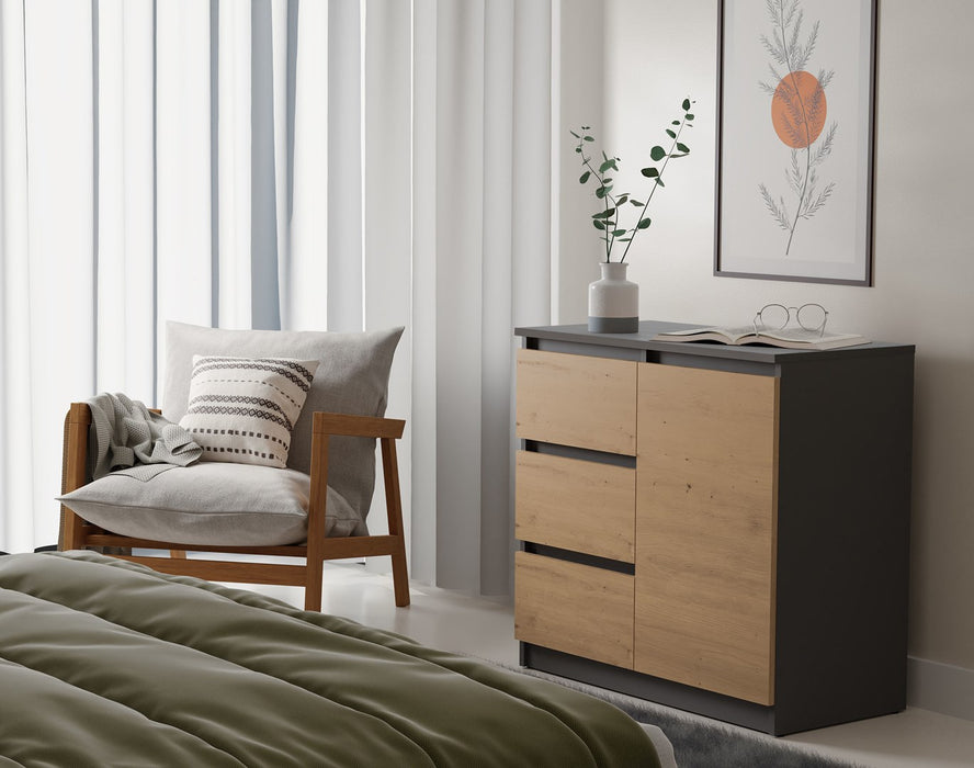 Topeshop 1D3S ANT/ART KPL chest of drawers