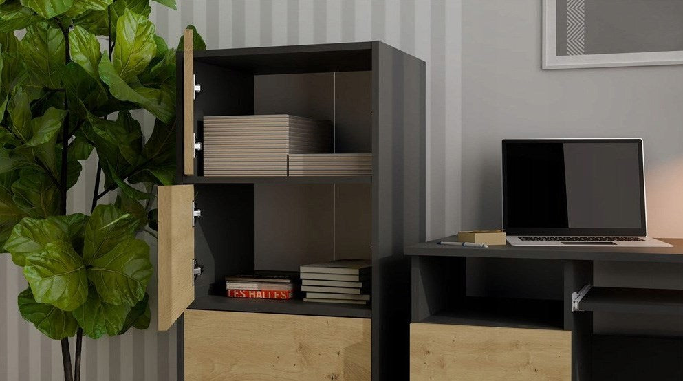 ALMA CHEST OF DRAWERS, ANTHRACITE/ARTISAN OAK