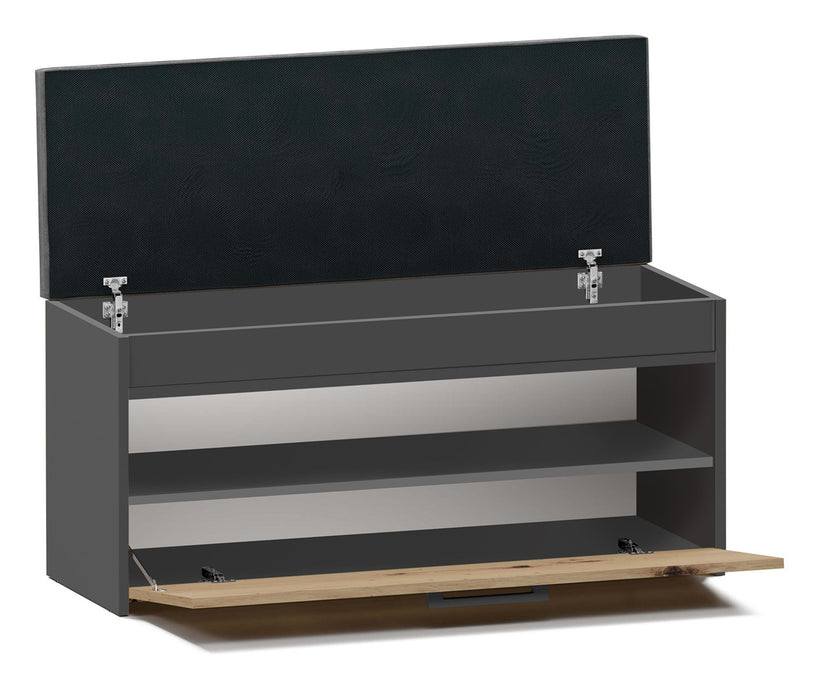 Topeshop PARMA SZAFKA ANT/ART shoe organizer Closed Anthracite, Oak