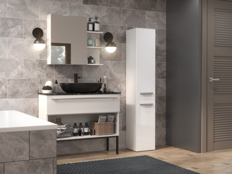Bathroom cabinet NEL II 31x30x174 cm, white, glossy