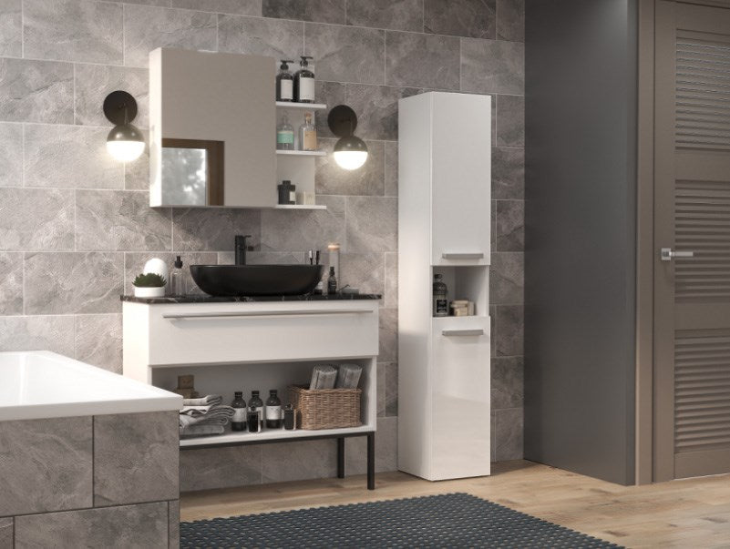 Bathroom cabinet NEL III 31x30x174 cm, white, glossy