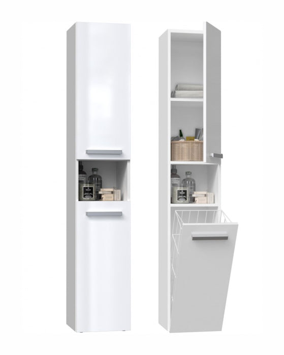 Bathroom cabinet NEL III 31x30x174 cm, white, glossy