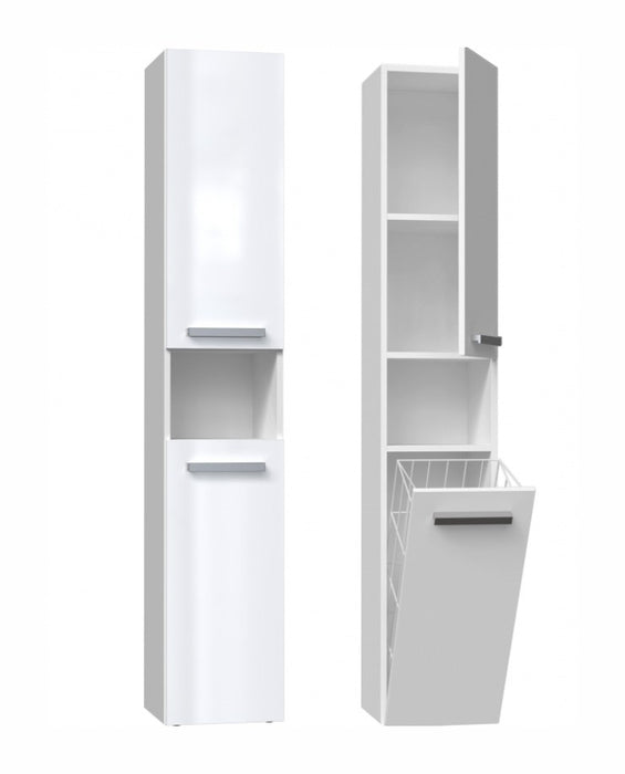 Bathroom cabinet NEL III 31x30x174 cm, white, glossy