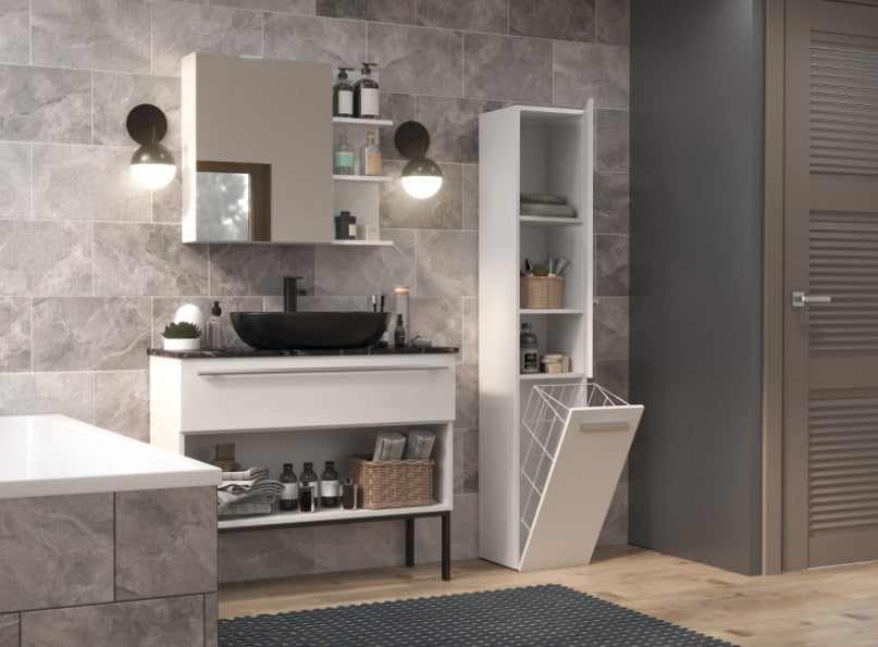 Bathroom cabinet NEL IV 31x30x174 cm, matt white