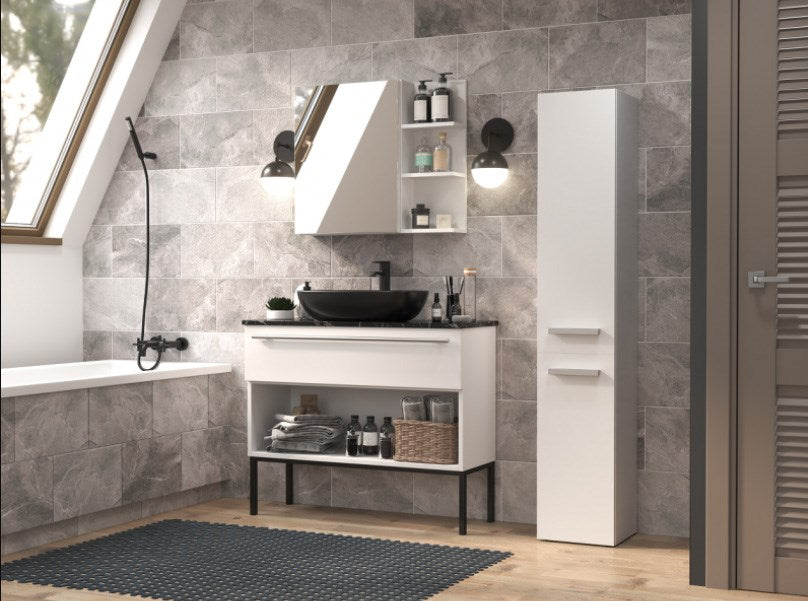 Bathroom cabinet NEL IV 31x30x174 cm, matt white