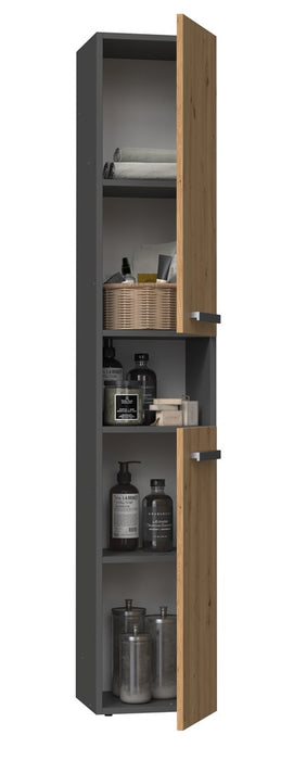 Topeshop NEL I ANT/ART bathroom storage cabinet Graphite, Oak
