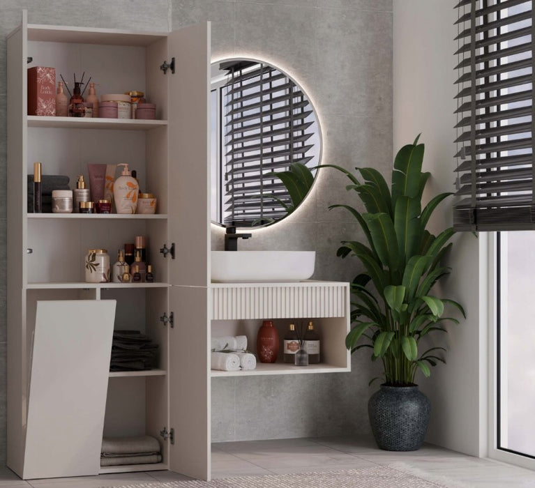 BATHROOM CABINET NEL DD 1K BASKET CASMERE COLOUR LONG DOORS