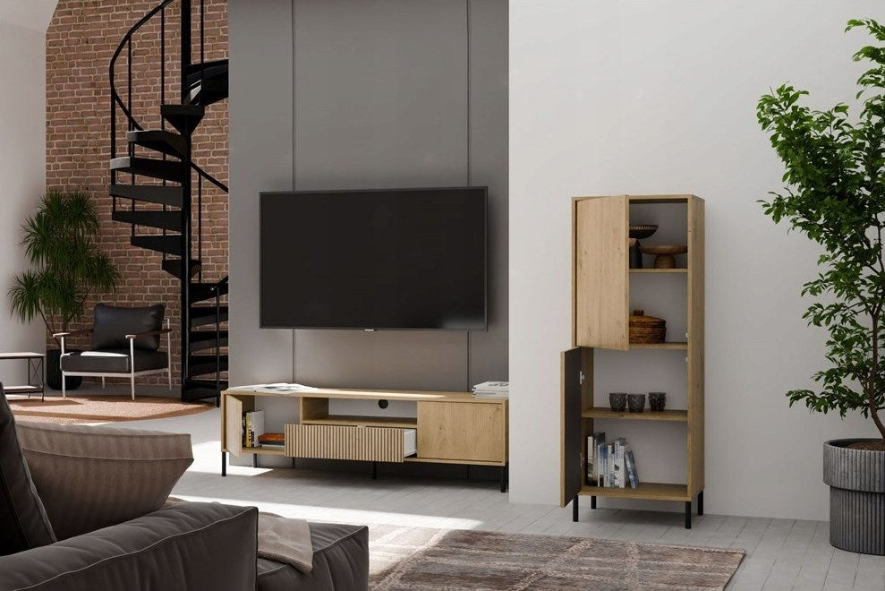 KAMARO 2DK SLIM/GŁ OAK ARTISAN DISPLAY CABINET