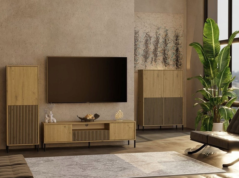 KAMARO 2DK SLIM/GŁ OAK ARTISAN DISPLAY CABINET