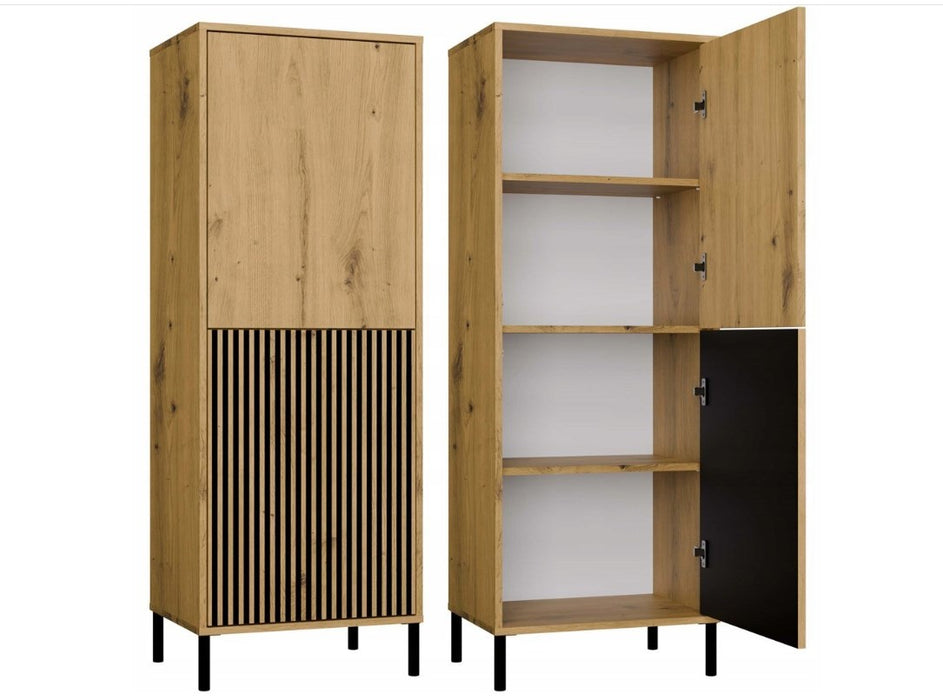 KAMARO 2DK SLIM/GŁ OAK ARTISAN DISPLAY CABINET