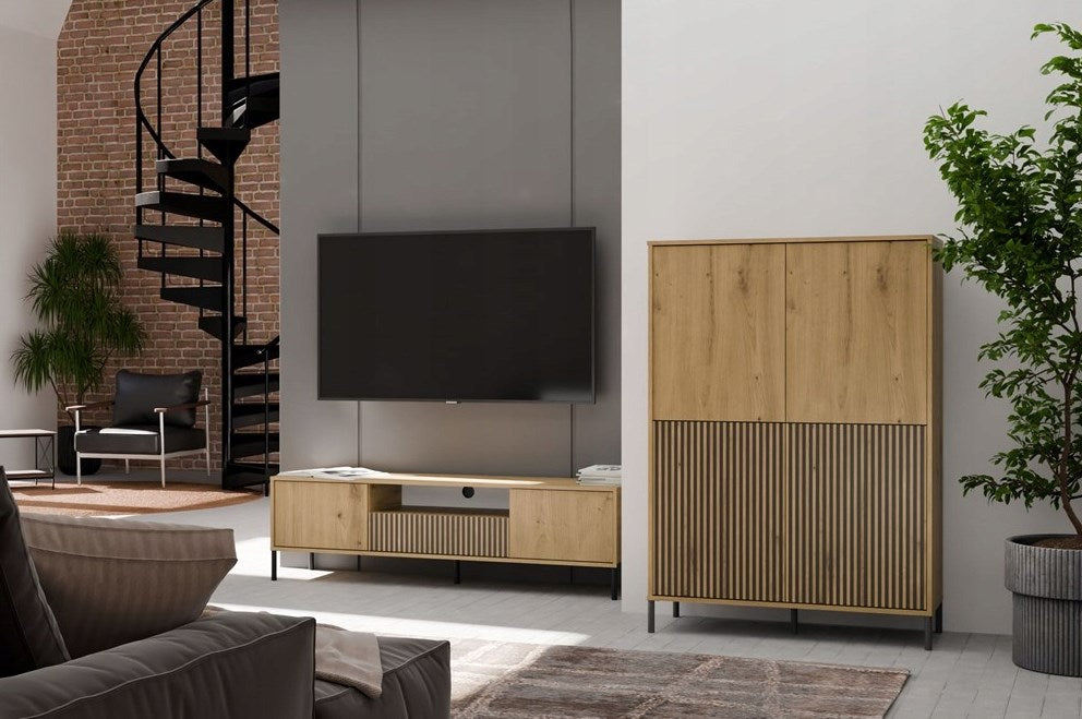KAMARO 4DK SLIM/GŁ OAK ARTISAN DISPLAY CABINET