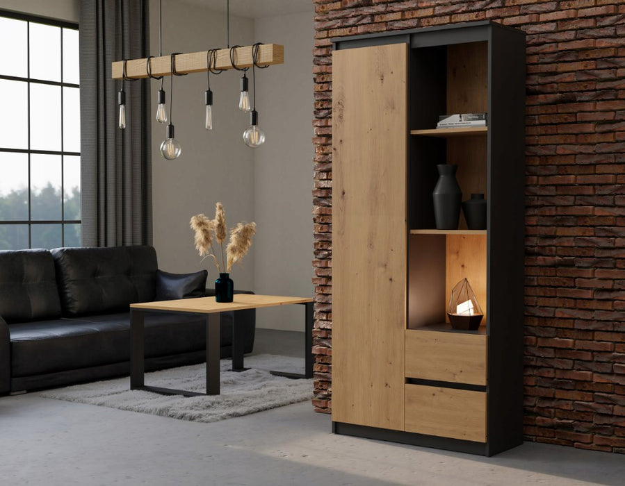Topeshop RS-80 BILY ANTHRACITE/OAK ARTISAN office bookcase