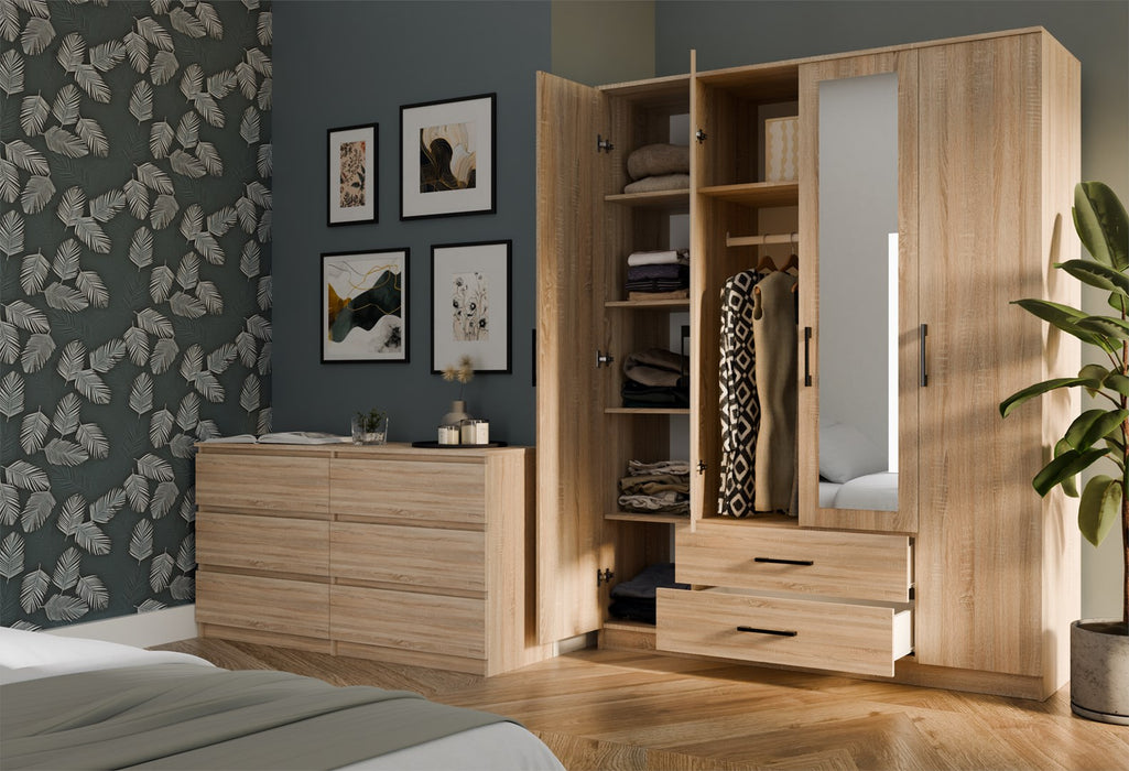 Topeshop ROMANA 160 SON bedroom wardrobe/closet 11 shelves 4 door(s) Oak