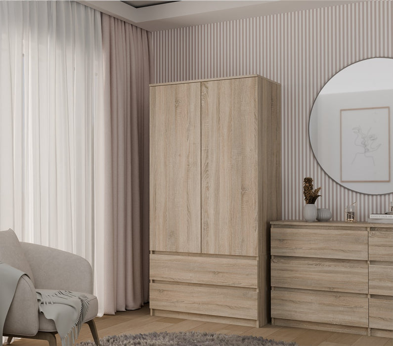 Topeshop SZAFA MALWA SON bedroom wardrobe/closet 5 shelves 2 door(s) Oak